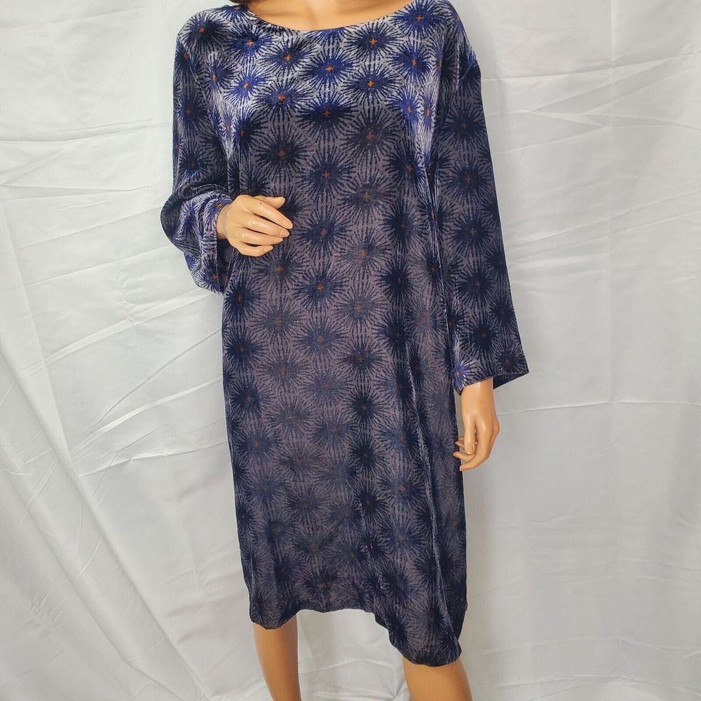 Seasalt Cornwall Viscose Velvet Starburst Floral Purple Shift Dress UK 24 US 2X